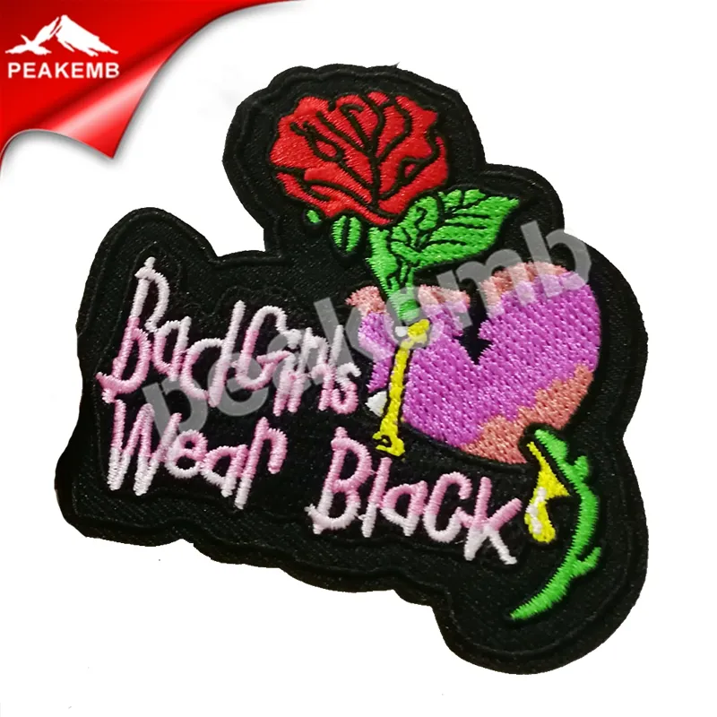 Best Price Bad Girls Wear Black Rose embroidered patch wholesale In China