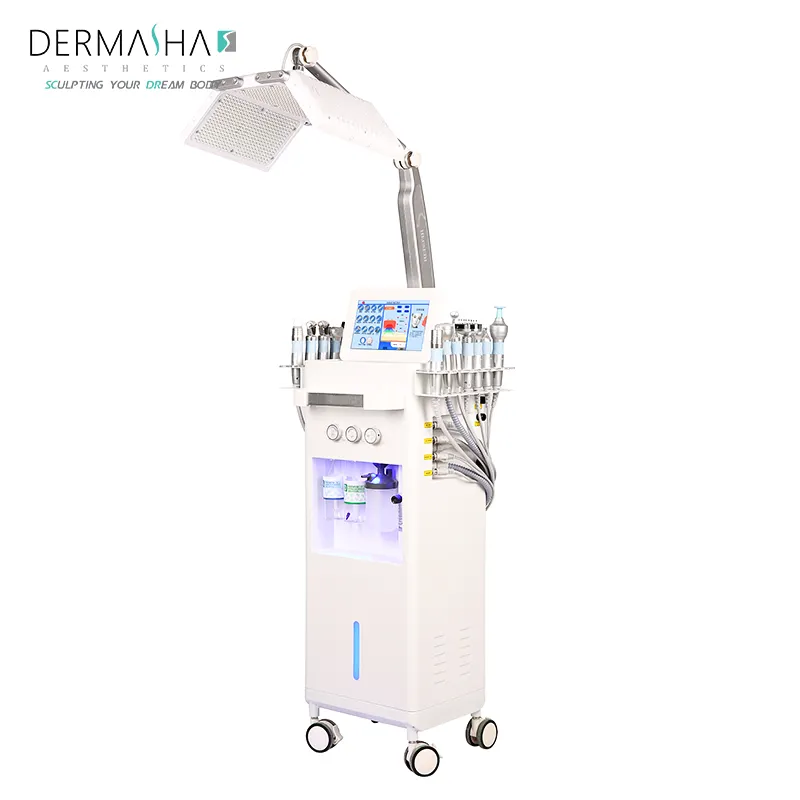 Professionnel rf Facial Beauty Instrument Microdermabrasion Machine High Frequency Aqua Peeling Facial Machine With Pdt Led
