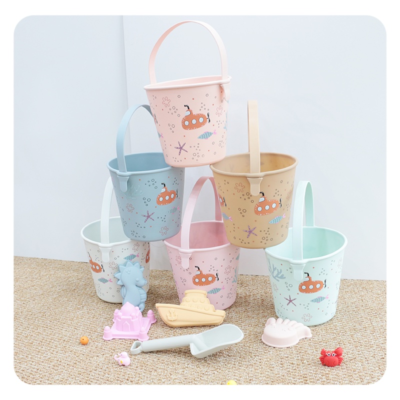 New Design Printing Beach Toys Sand Toys Set For Kid Eco-friendly Beach Castle Eco Friendly Beach Play Game Set Watering Bucket