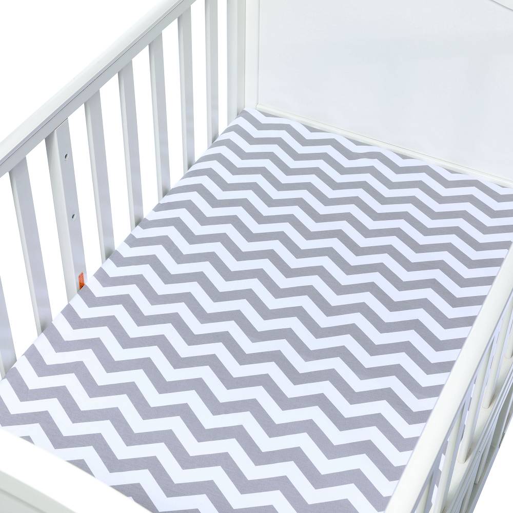 Organic cotton chevron design fitted crib sheet baby bed sheets