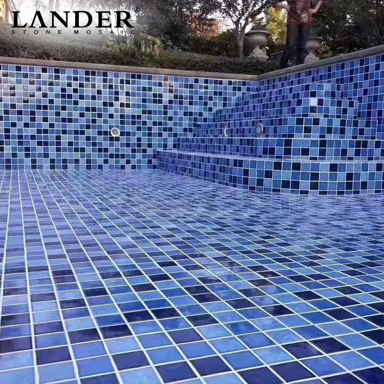 blue color ceramic porcelain mosaic tile for swimming pool