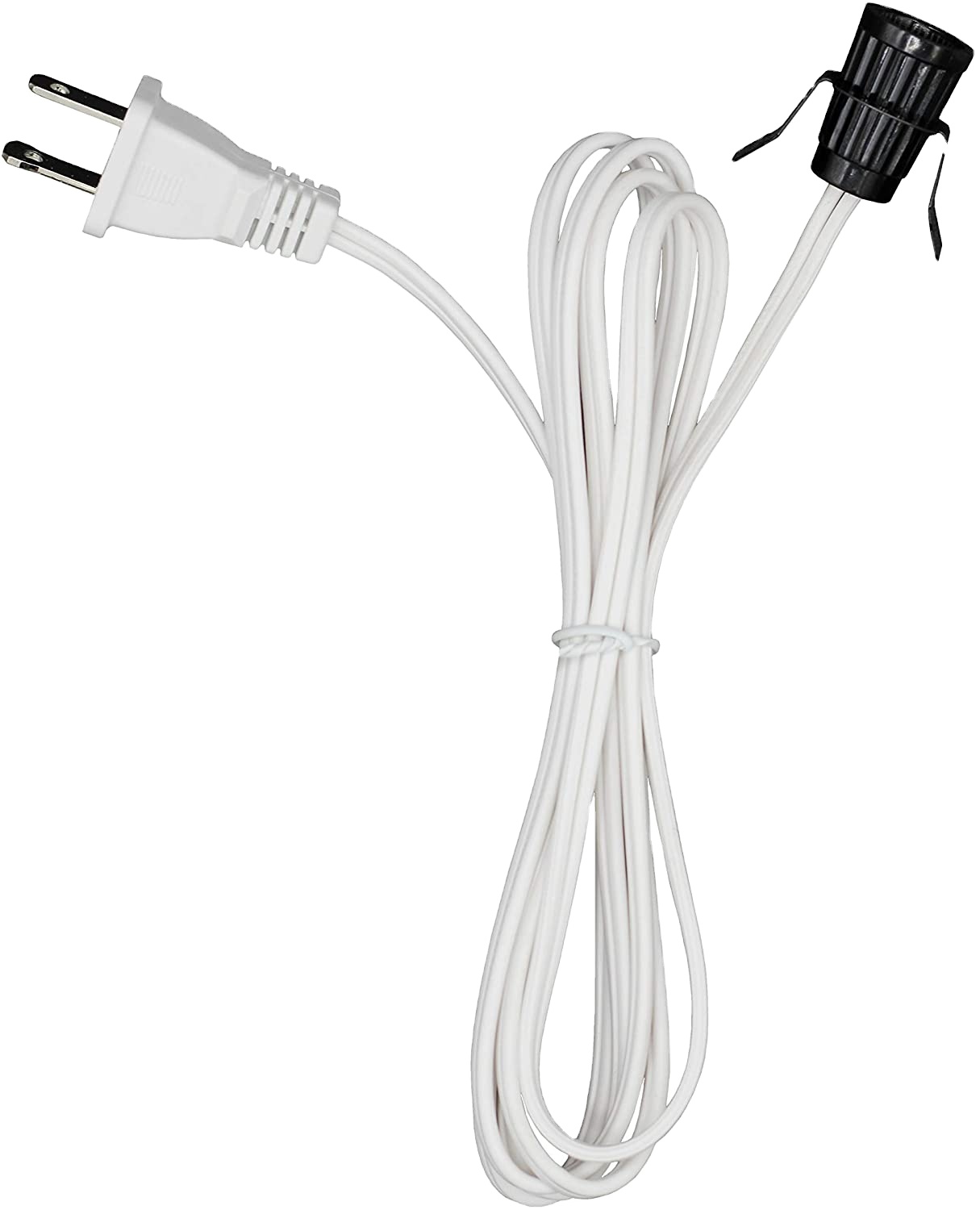 National Artcraft Replacement Lamp Cord Has Clip-in Candelabra Socket, Rotary Switch and Molded End Plug. 6 Ft. White