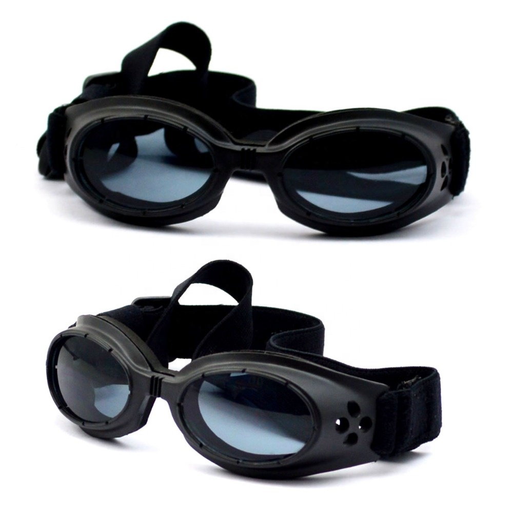 2019 High quality New design Durable Anti-Scratch Anti UV400 Fashion Folding Black frame Smoke lens Pet Dog Sunglasses Goggles