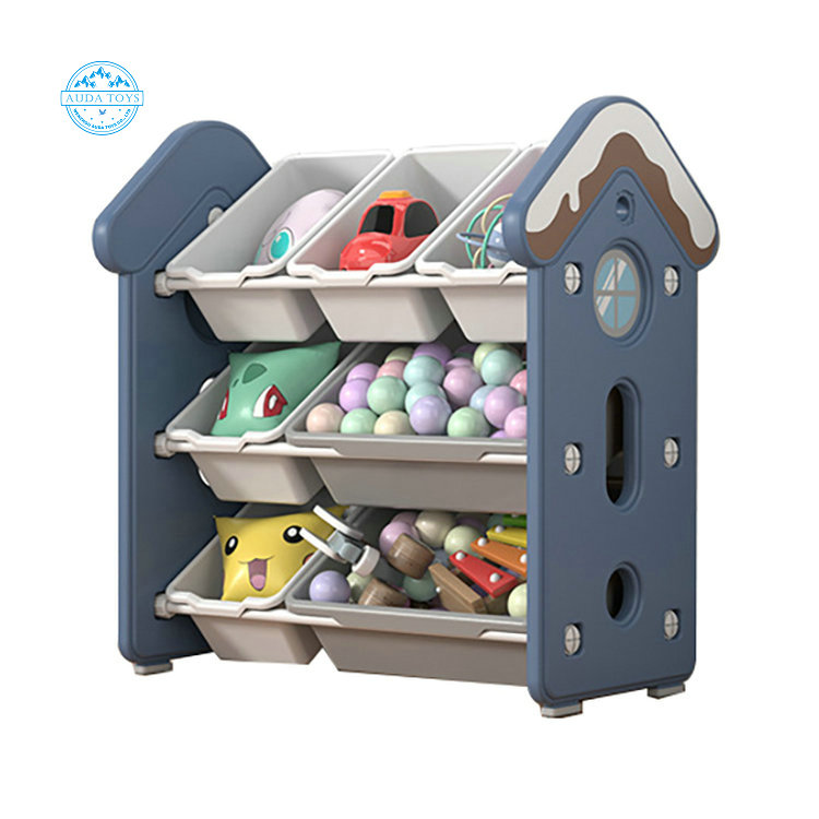 A06216A House Shape Kids Toy Storage Box Cabinet Furniture Toy Organizers And Storage Shelf With 3 Layers