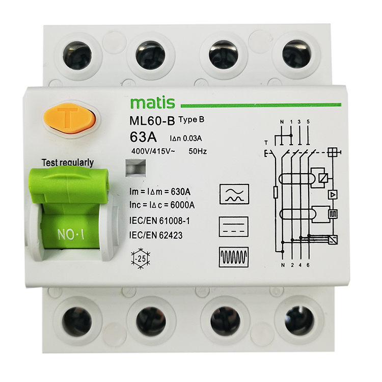 Автоматический выключатель Matismart 40A 4p 415 В мА type B rccb
