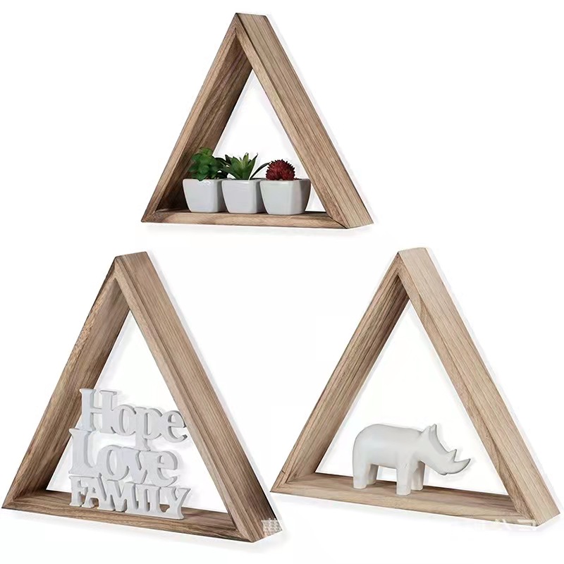 Rustic 3 Tier Floating design Wood Shelf mount Floating Wall Shelf