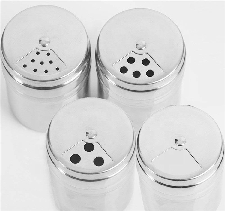 Stainless Steel Cruet Rotating Cover Salt and Pepper Shaker Stainless Steel Spice Jar