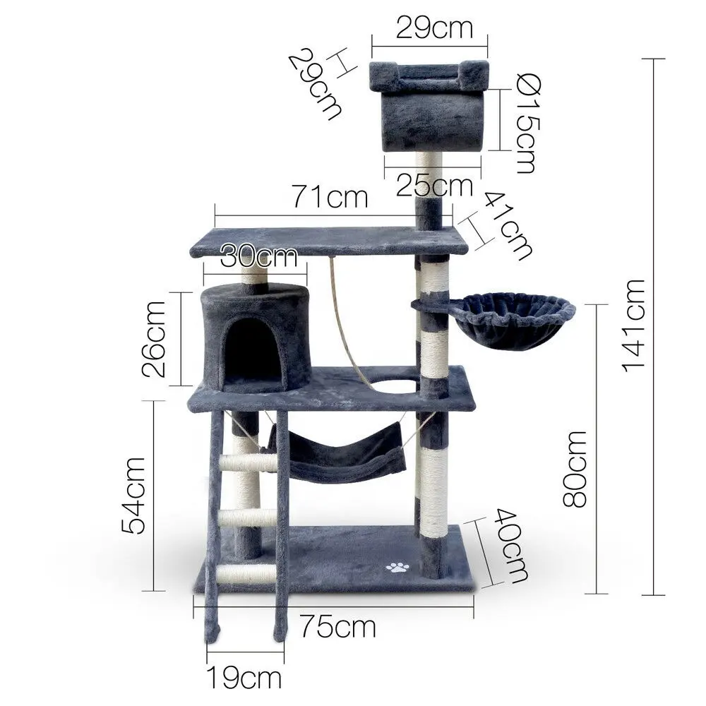Ebay Hot Sale Kitten Activity House 141cm Tall Cat Scratching Post Cat Tree