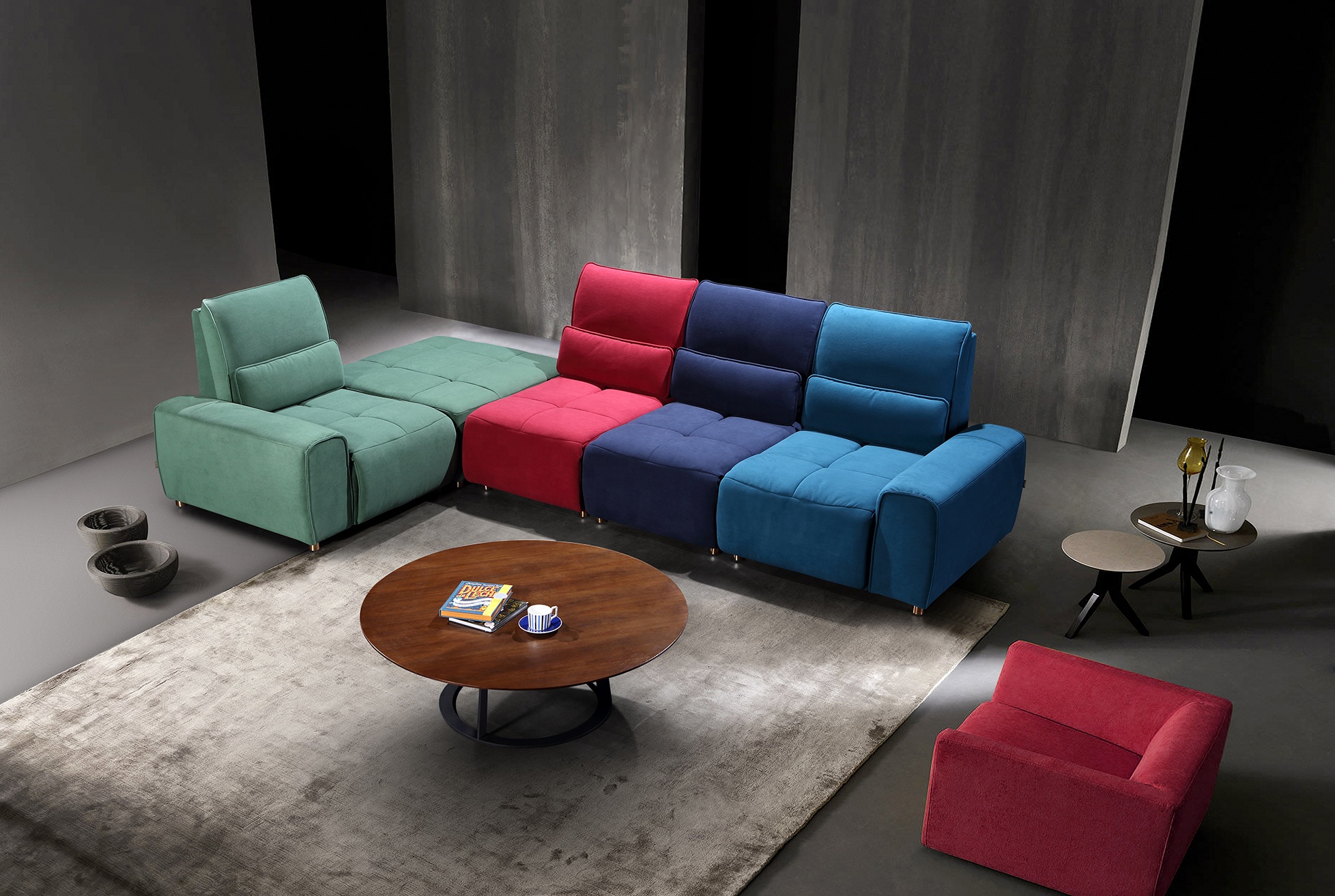 Living Room free combination fabric colorful 4 seater recliner sofa Modern design sectional modular electric corner Sofa bed