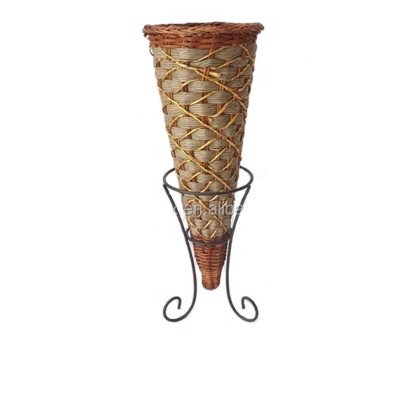 cone shape decoration vase with wire stand