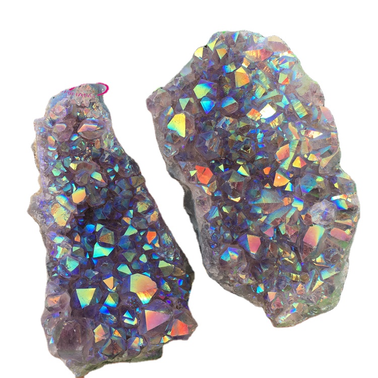 Натуральный красочный аметистовый кластер с ангелом aura crystal для украшения дома