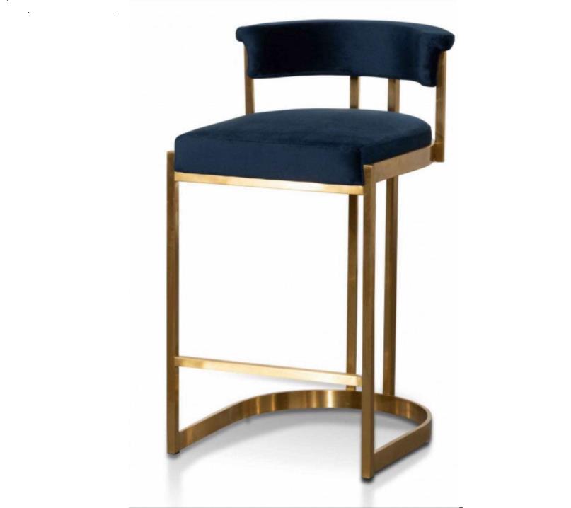 Modern Dining Furniture Luxury Gold-plated Stainless Steel Velvet Upholstery Bar Stool For Home Hotel