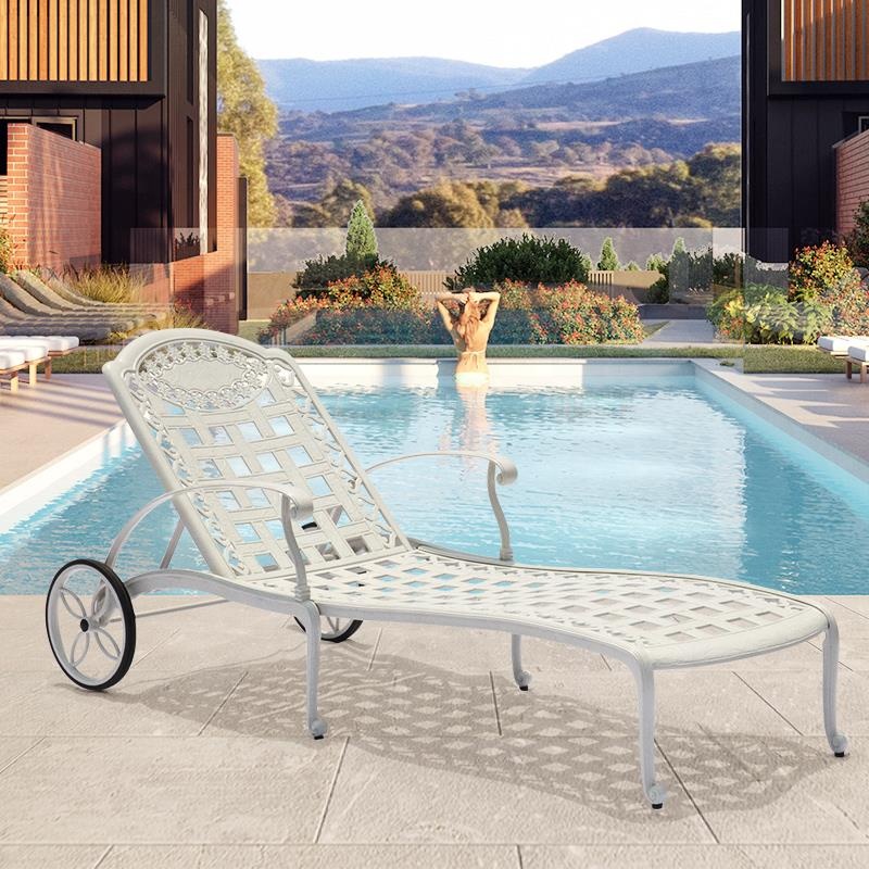Outdoor Patio Furniture Cast aluminum Chaise Lounge Chair