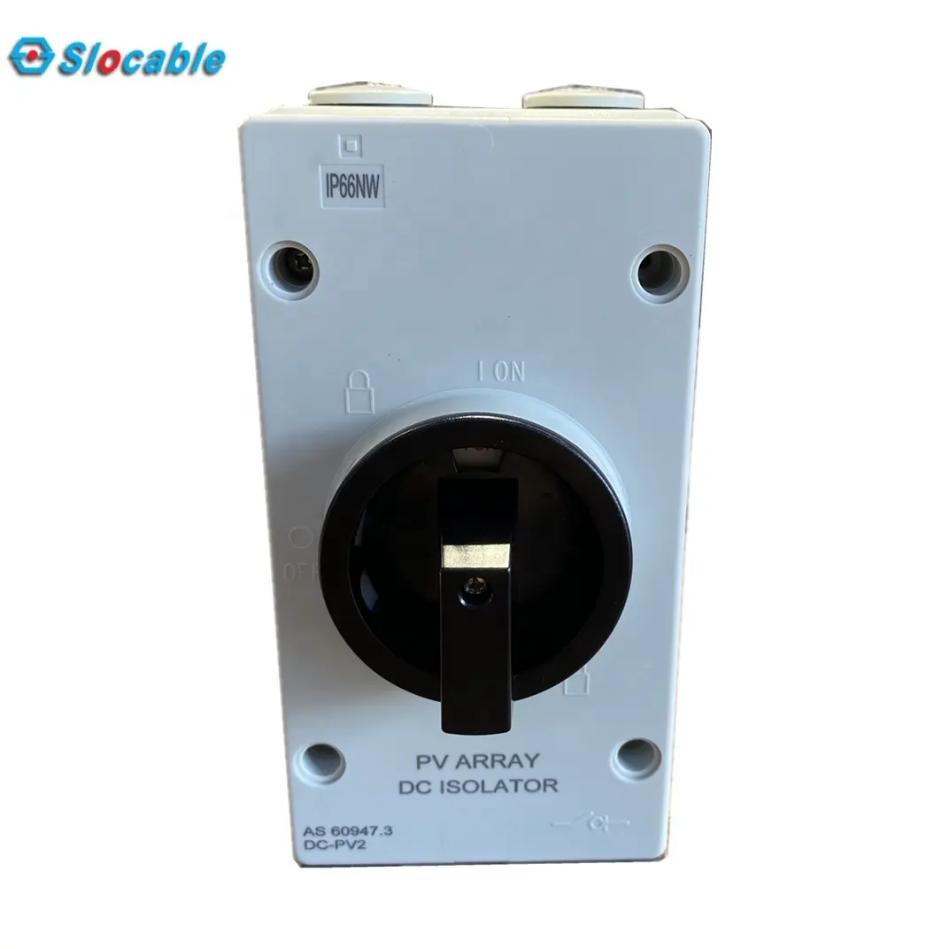 Slocable Factory Price 1000V 1200V IP66 Waterproof 2P 16A 32A DC Isolator Disconnect Switch for Solar Install