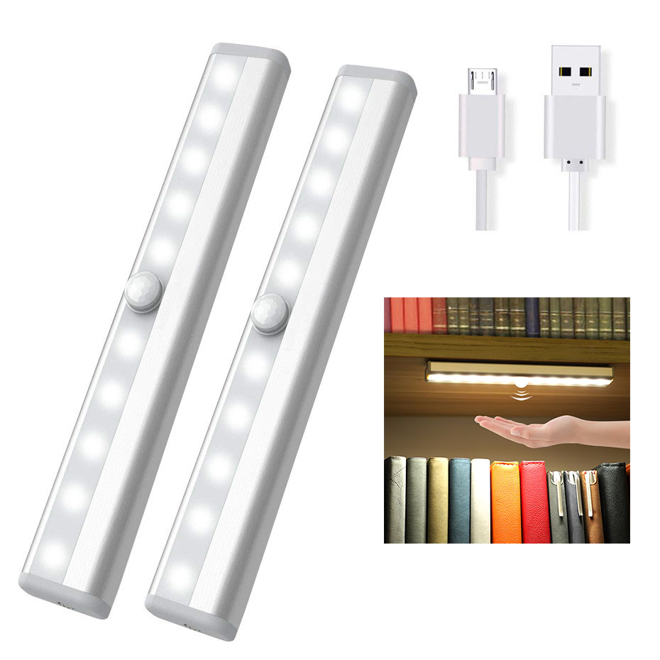 LED Night Lights Smart PIR Motion Sensor Wireless Night Lamps USB rechargeable Cupboard Kitchen sensor light