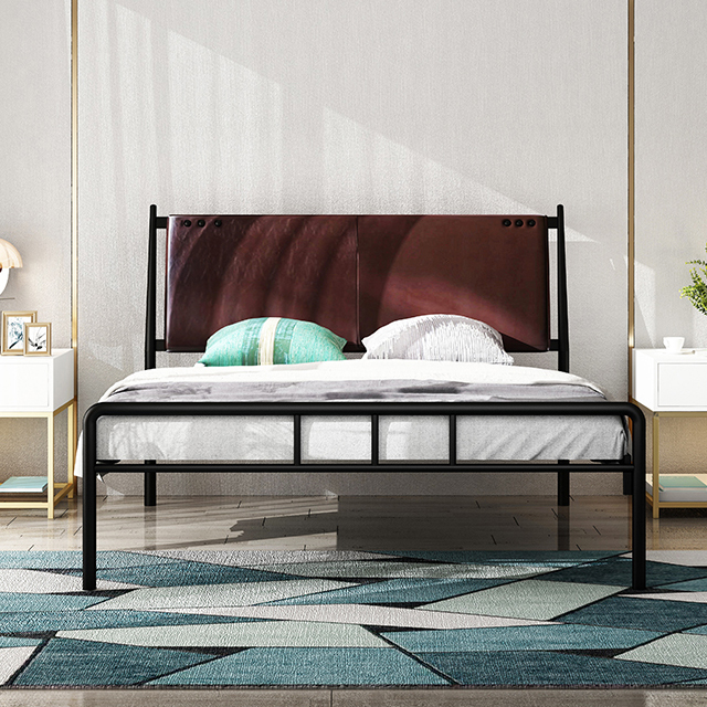 Beautiful Bedroom Furniture Farmhouse Metal Bed Creative European KD Structure Wrought Iron Bed