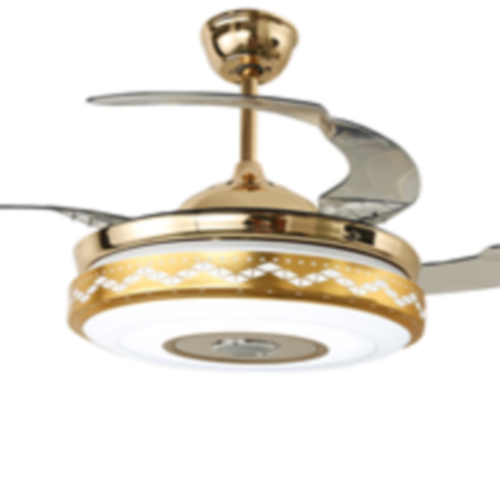 Modern indoor home remote control living room dining room golden crystal ball ceiling fan light