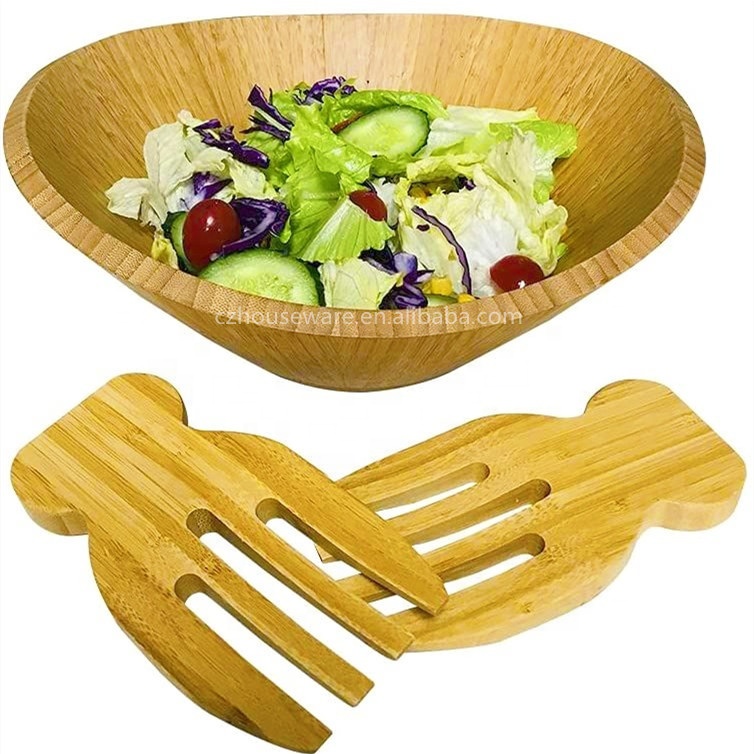Large Capacity Bamboo Salad Wave Bowl Fruit Platter