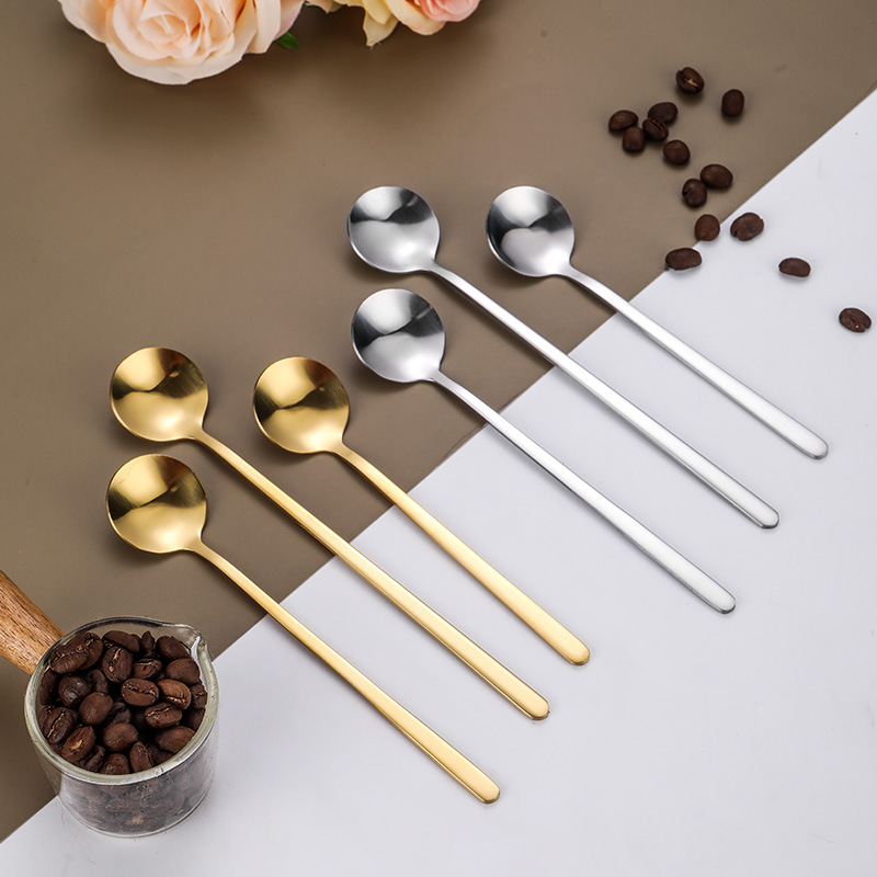 Amazon 2021 Popular Custom Mini Small Long Handled 304 Stainless Steel Rose Gold Teaspoon Metal Dessert Tea Spoon