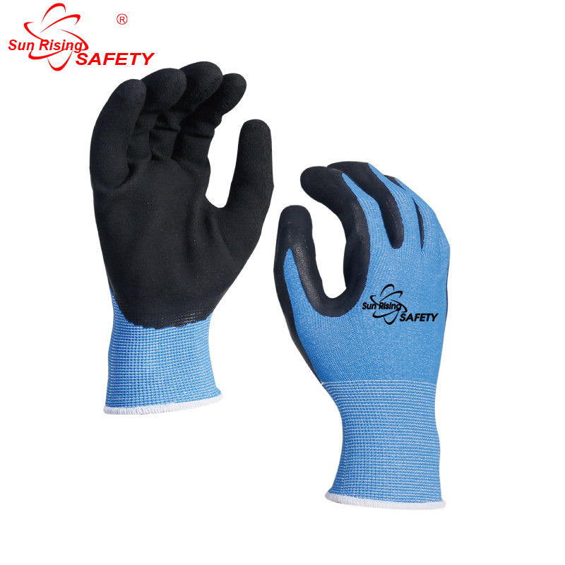 13 gauge Quick-drying liner coated black foam latex on palm work glove.