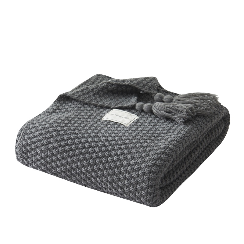 Nordic tassel knitted ball wool blanket office air conditioning lunch break shawl sofa leisure blanket