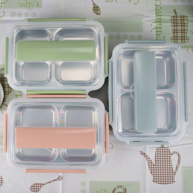 304 Stainless Steel Student Large Insulation Anti-scald Rectangular Bento Box
