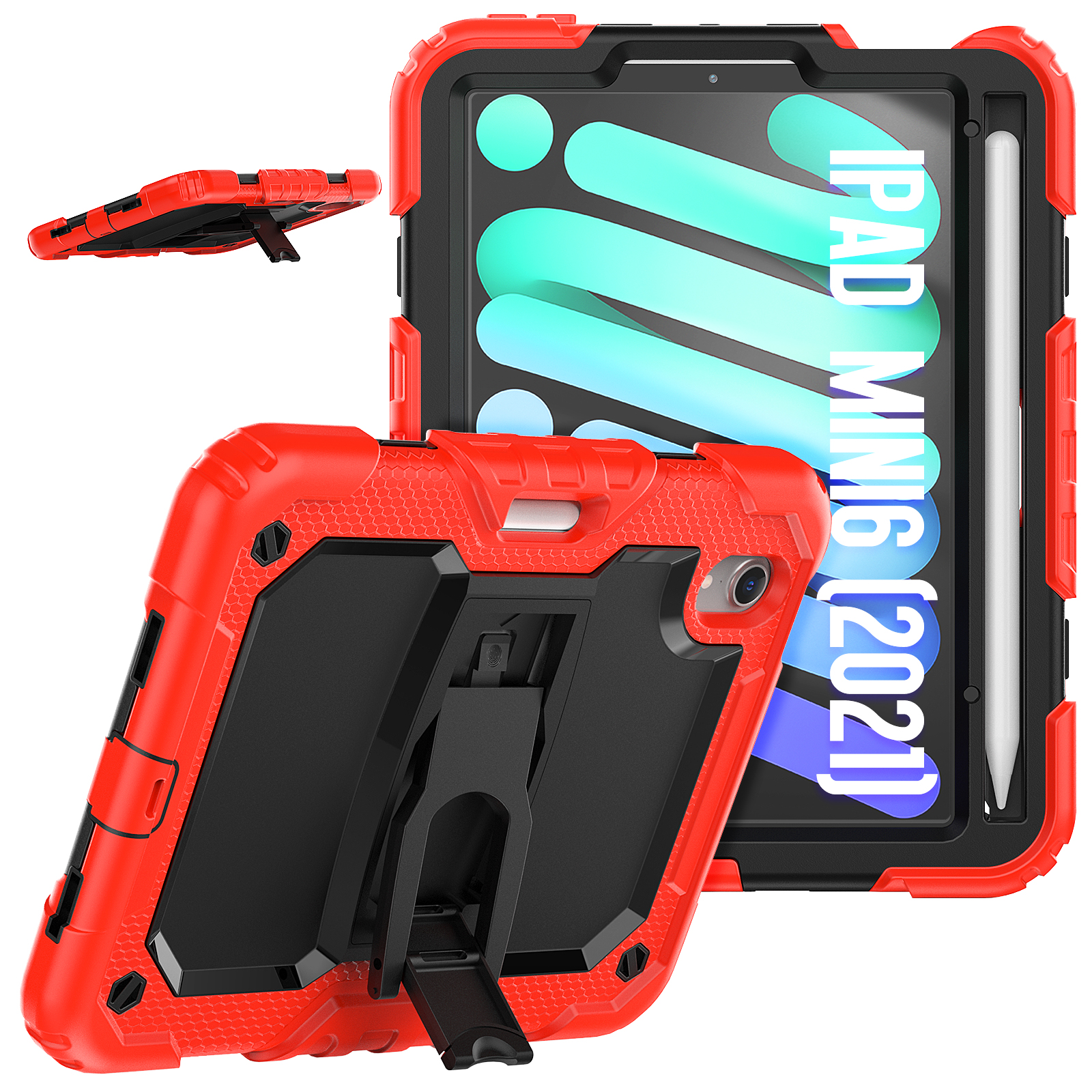 Heavy Duty Rugged Kickstand Silicone Hard Plastic Tablet Case For iPad mini 6 8.3 inch Full Body Cover