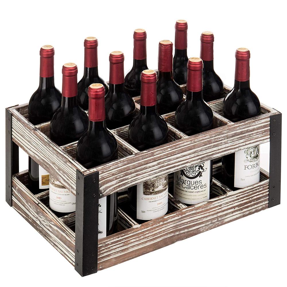 Rustic Wooden Wine Bottle Holder Tabletop Wine Rack