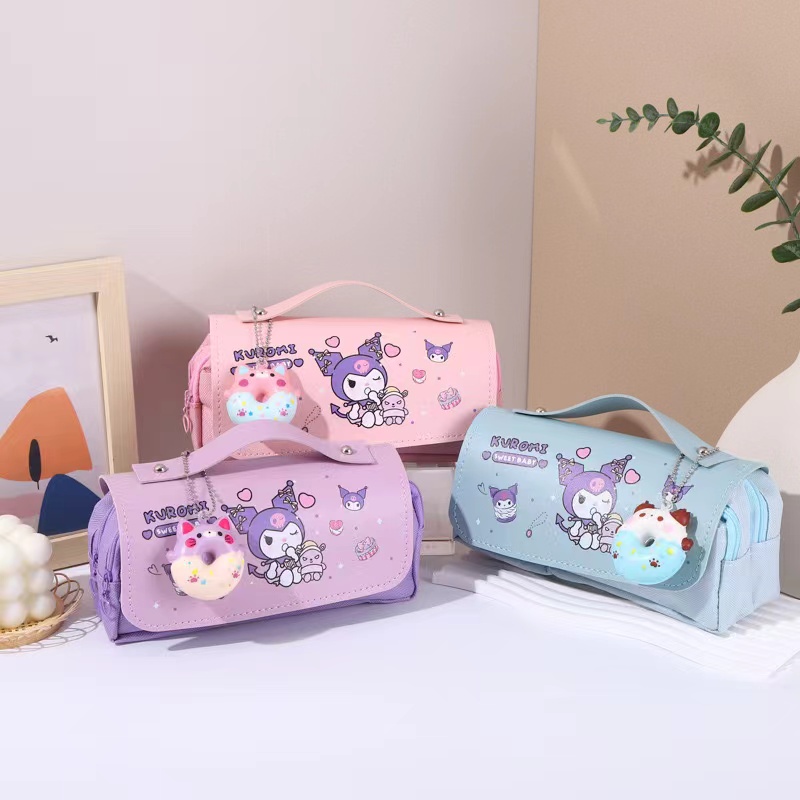 Kawaii Sanrioed Anime Hello KT Cartoon Pen Bag Kuromi Cute Storage Bag Anime Pencil Case Waterproof Pen Bag For Student