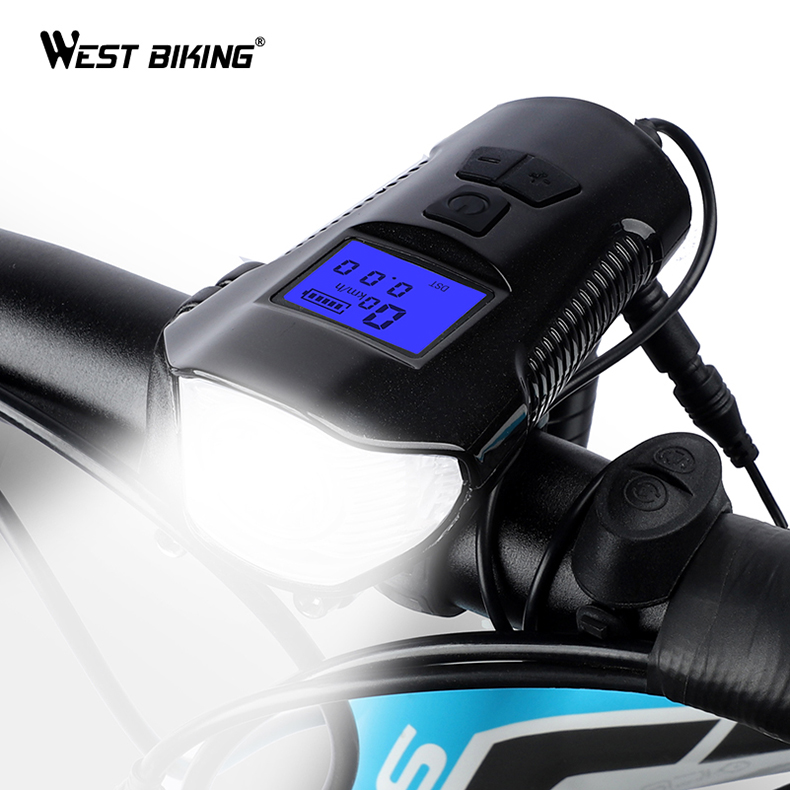 Водонепроницаемый велосипедный фонарь WESTBIKING, Электрический гудок, проводной, зарядка через USB, аксессуары для горных велосипедов