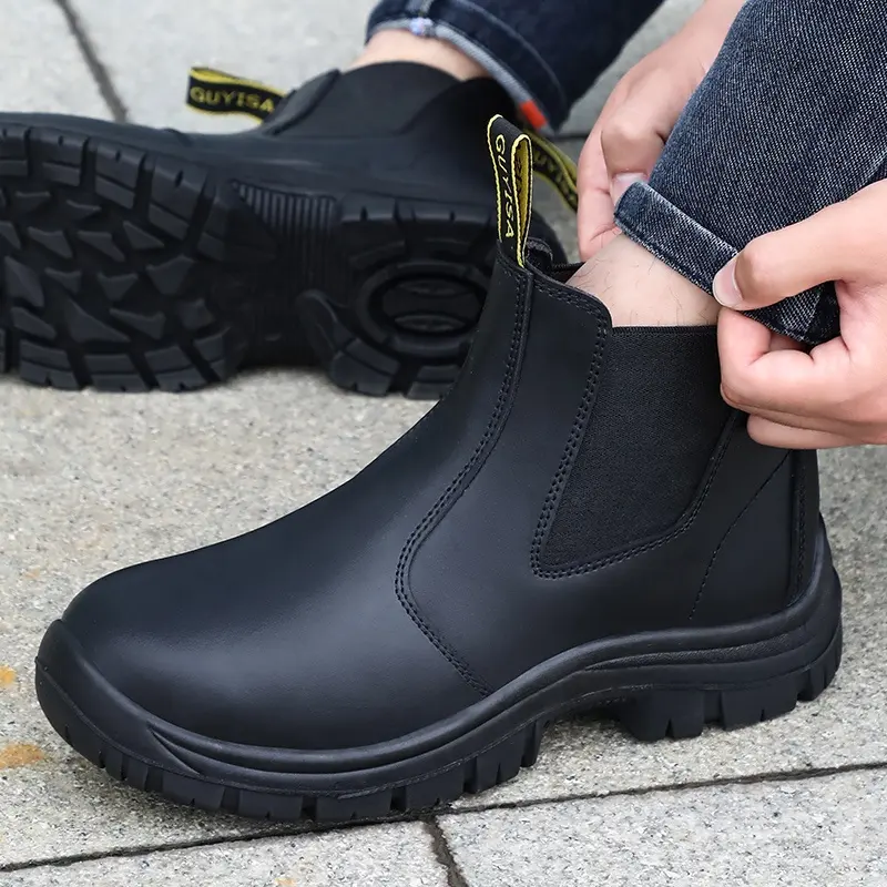 GUYISA Factory direct sales safety boots professional S1 anti-static soft waterproof trimmed leather steel toe work boot