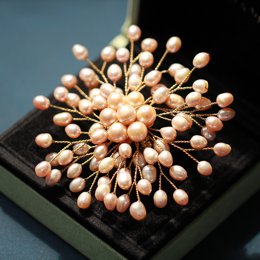 YANYI High Grade Retro Women's Two Color Natural Freshwater Pearl Brooch Handmade Temperament Brooch Gift