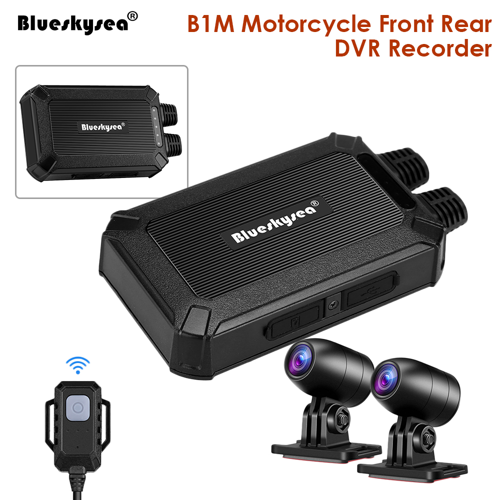 Blueskysea B1M мотоциклетный привод рекордер без экрана IP67 водонепроницаемый, передний и задний 2 канала мотор Макс 128 ГБ g-сенсор Wifi