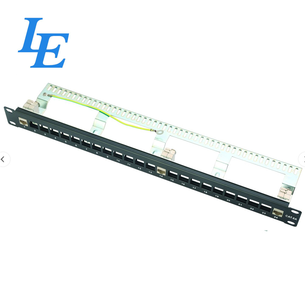 Высокая плотность 19 ''загружены 24-портовая патч-панель с RJ45 keystone jack