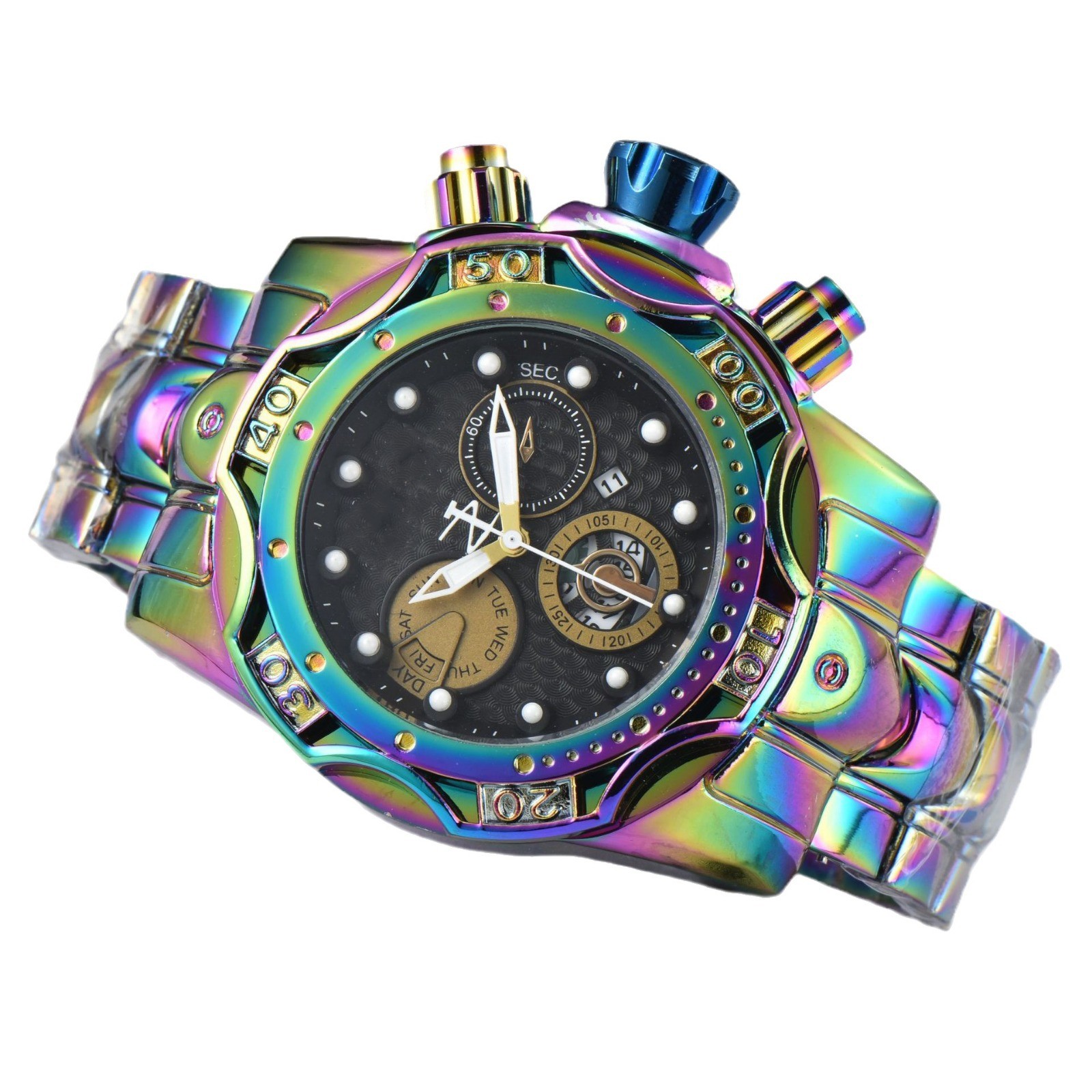 Customized cool round shape look smart luminous special dials stainless steel strap watch for men