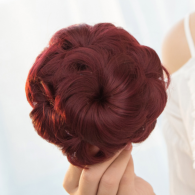 Claw Hair Bag Bridal Bun Coiled Hair Shape Bun Bud Natural Wig Curly