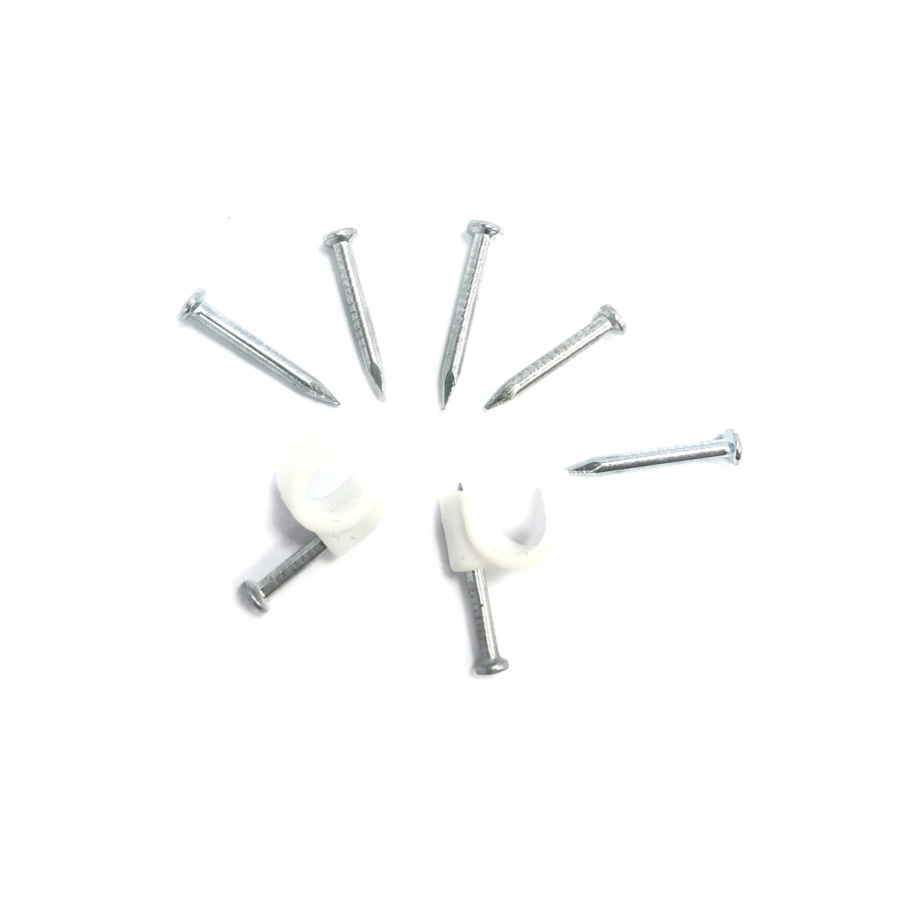 Plastic circle cable clamp white red black nail cable clips 1.8X23 concrete nails hook cable clips