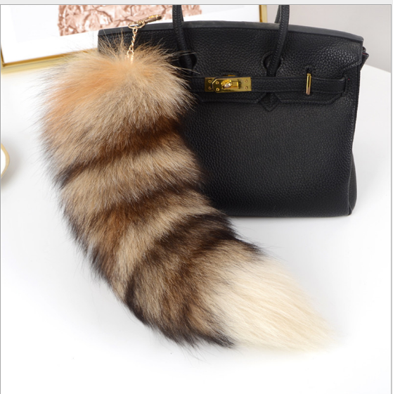 Wholesale real fox tail 35-45cm fluffy foxtail animal fur tail for decoration accessories Natural Fox Fur tail keychain