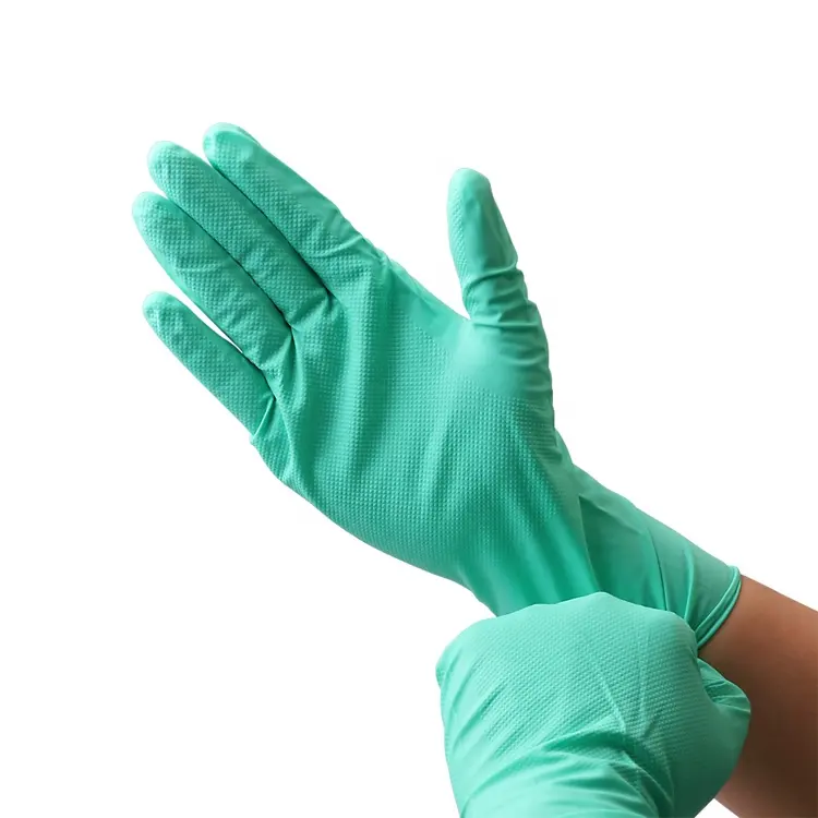 guantes de nitrilo verde Xingyu Nitrile Disposable Gloves Diamond Pattern Manufacturer For Household Cleaning Rubber Gloves