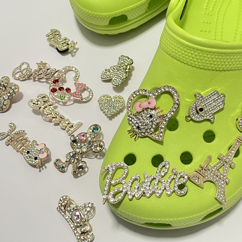 Оптовая продажа Diy популярный золотой и серебряный Металл с бриллиантами Croc украшение для обуви аксессуары для Croc Shoe
