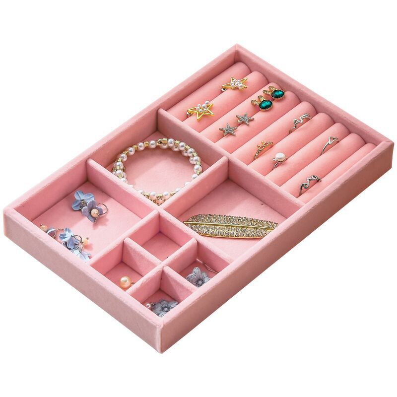 Wholesale Showcase Ring Luxury jewelry try plate Display Organizer Velvet jewelry Storage Box