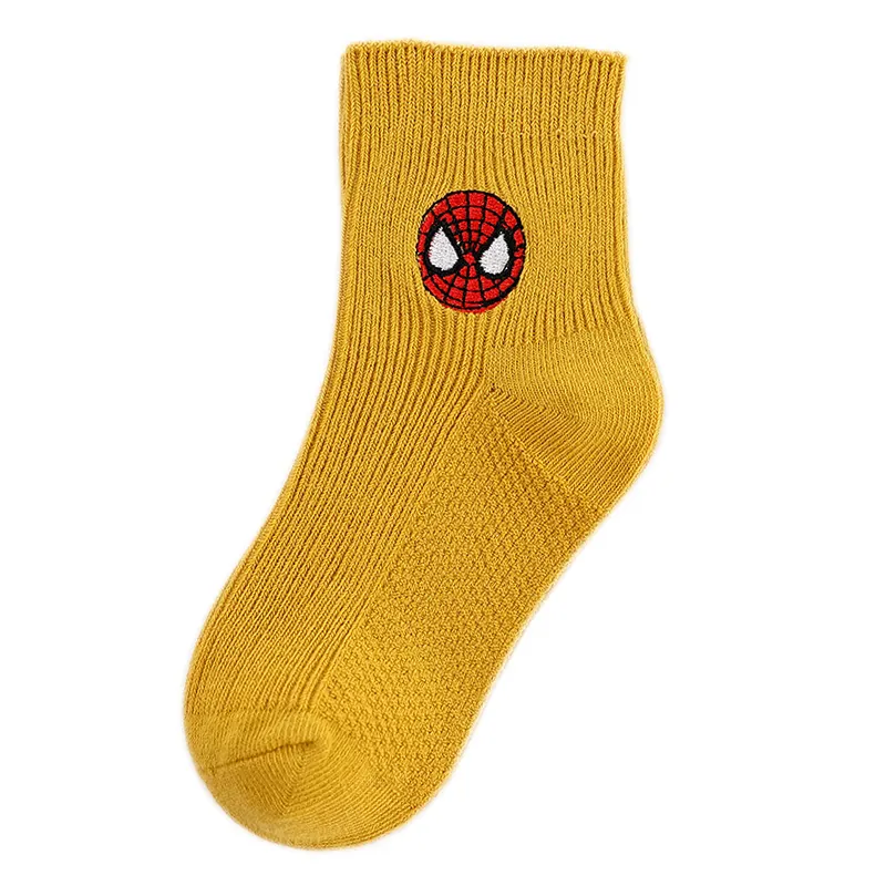 Новое поступление, однотонные хлопковые детские носки с вышивкой с логотипом Супергероя человека-паука