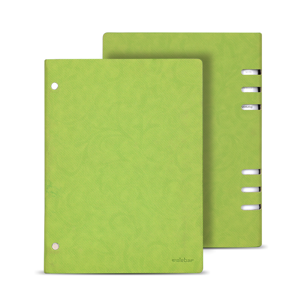 Welebar Luxury Pu Leather Cover Loose Leaf Hole Clip Notebook O-ring Metal Binder A5 6 Ring Binder Clips