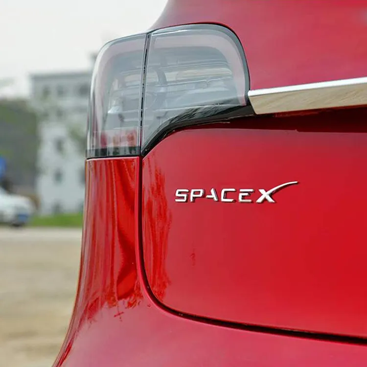Letters Emblem Badge For Tesla Model 3 Y Model S Model X SPACE X Car Styling Trunk Logo Boot Sticker