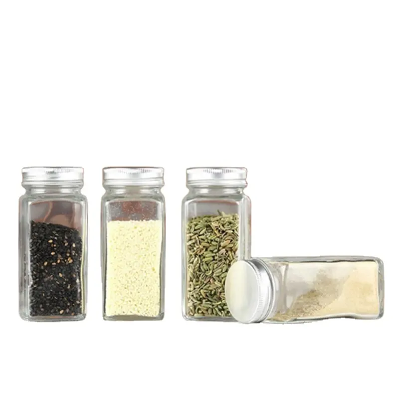 4oz 8oz Square Shape Salt and Pepper Shakers Seasoning Spice Glass Jar Set Spice Shakers