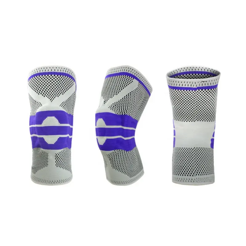 Knee Brace With Silicone Pad And Spring Compression Sleeve For Sports