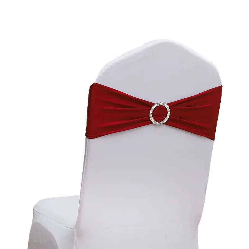 Hot Selling Spandex Wedding Gold Silver Chair Sashes Chair Cover Stretch Band With Buckle Slider For Wedding Banquet Decoration