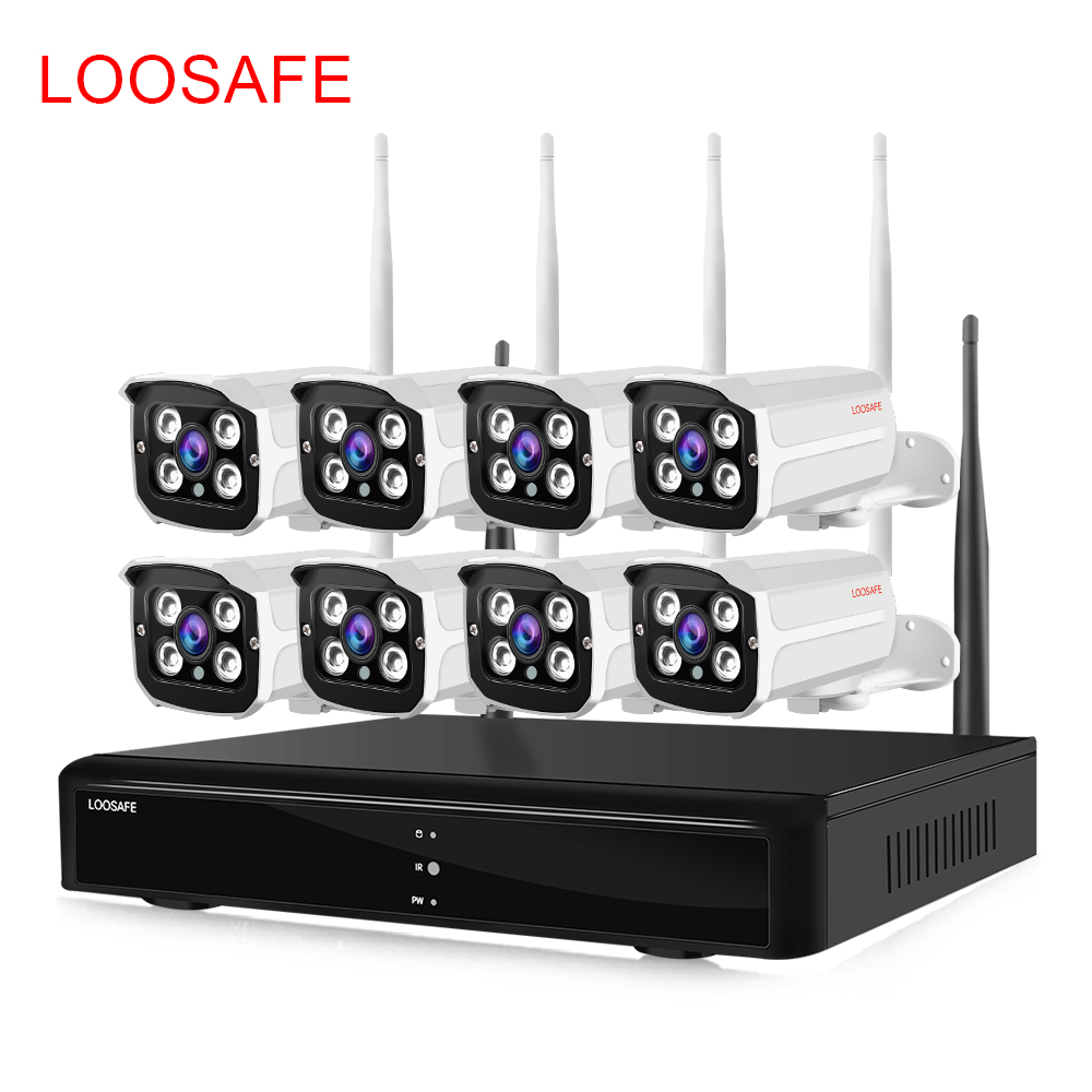 Loosafe CE FCC, аддитивного цветового пространства беспроводной 8-канальный сетевой видеорегистратор видеонаблюдения Wi-Fi камеры видеонаблюдения системы