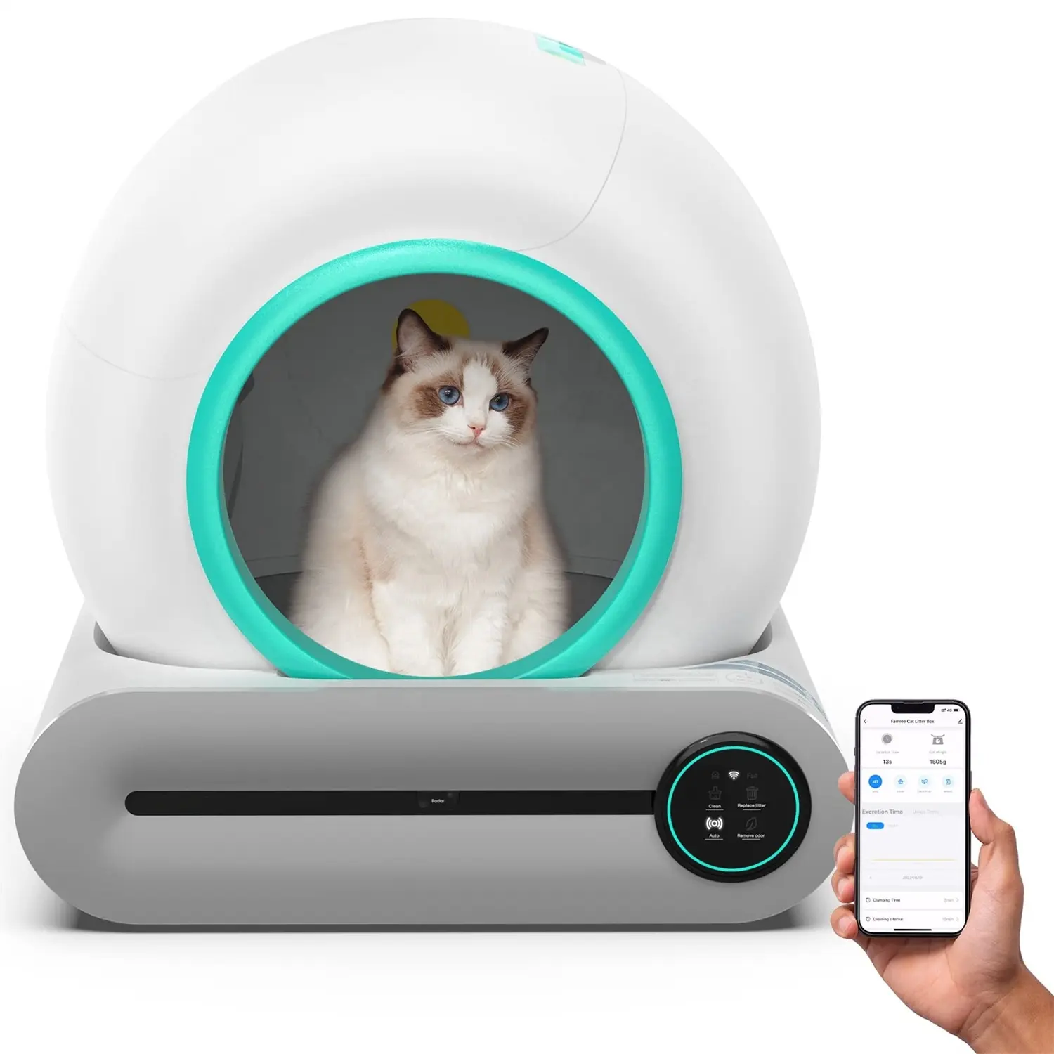 New fashion design low noise app wifi touch control Intelligent electric self cleaning smart automatic cat litter box