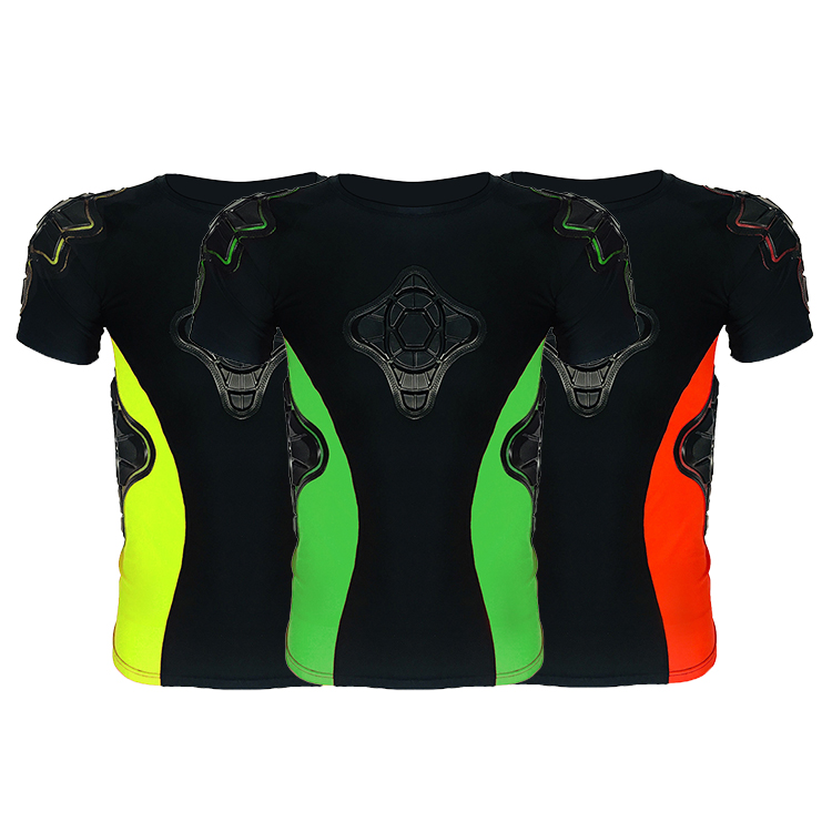Men's Padded Compression Shirt Protective T Shirt Rib Chest Protector for Football Paintball Baseball